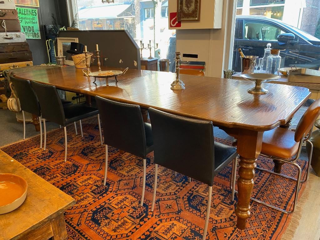 Brocante - Zeer grote eettafel / stamtafel!, Ophalen, Gebruikt, 100 tot 150 cm, Eikenhout