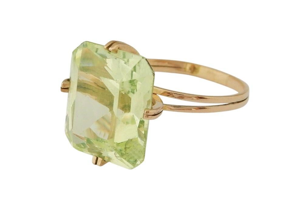 18 karaat Gouden Ring Damesring Groene edelsteen Peridoot, Jw, Verzenden, Nieuw, 17 tot 18