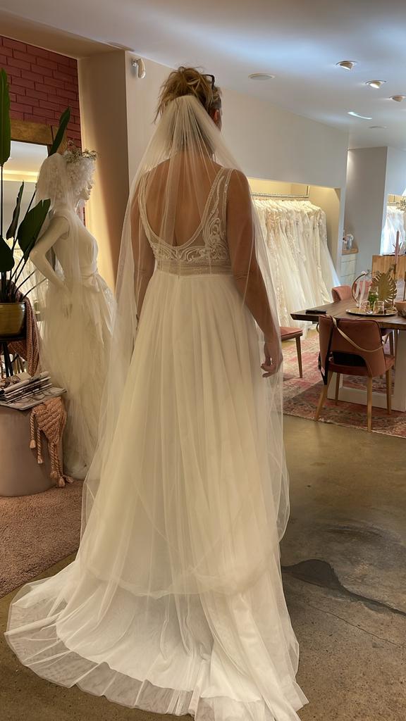 Trouwjurk ivoor wit, Ophalen of Verzenden, Zo goed als nieuw, Wit, Trouwjurk