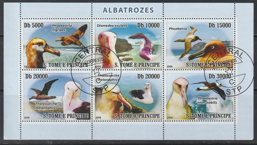 VOGELS = ALBATROS = Mooi bl. v S TOME E PRINCIPE-GB-19A, Verzenden, Gestempeld, Dier of Natuur