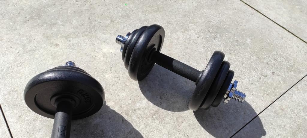 2x 10 kg XXL Dumbbells - Verstelbare Halters, Sport en Fitness, Fitnessmaterialen, Ophalen of Verzenden, Zo goed als nieuw, Rug