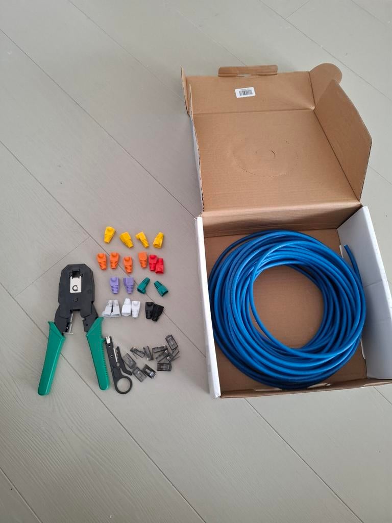 Cat6 Kabel, Krimptang, Connectoren & Beschermers Set, Ophalen of Verzenden, Nieuw