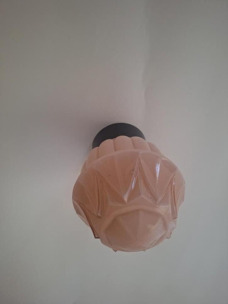 Roze glazen lampenkap, Ophalen of Verzenden