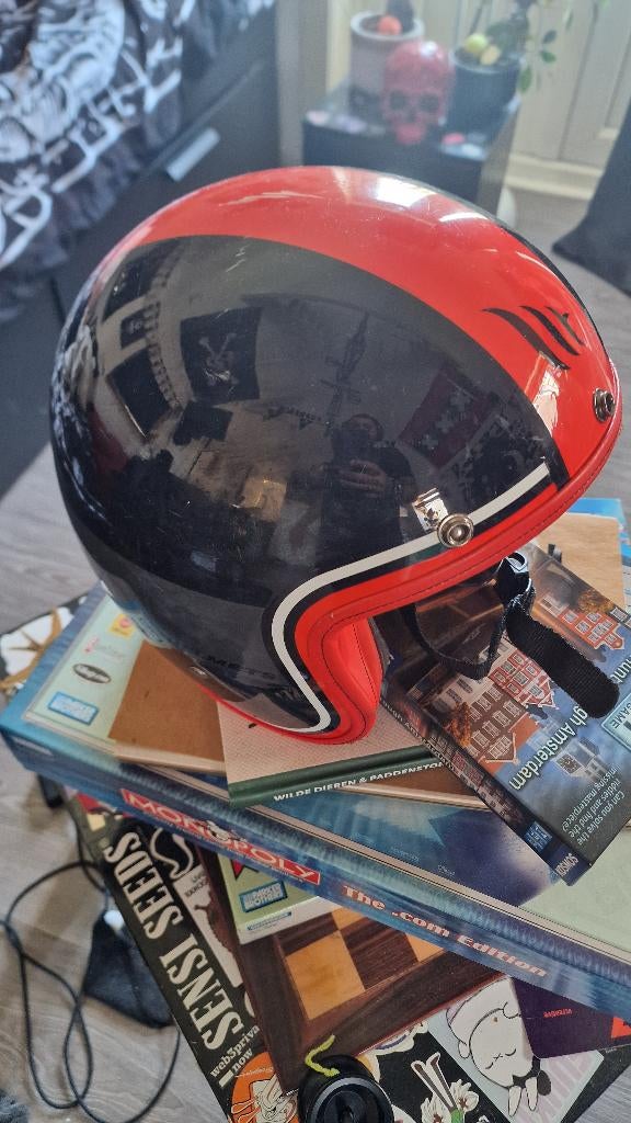 Open-face helmet red/black size M, Motoren, Kleding | Motorhelmen, Ophalen of Verzenden, Tweedehands, Overige merken