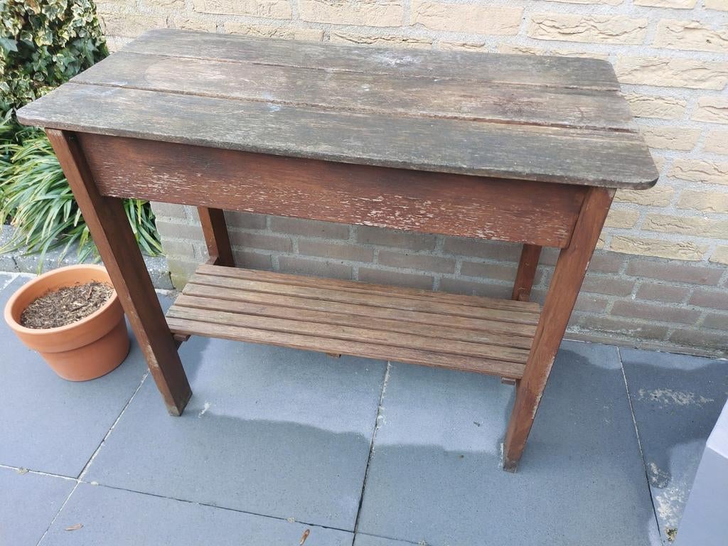 Sidetable voor in de tuin, Ophalen, Gebruikt, Rechthoekig, Hout
