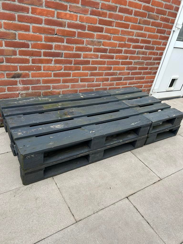 4x donkergrijs geverfde EPAL pallets, Ophalen, Gebruikt, Minder dan 25 mm, Pallet