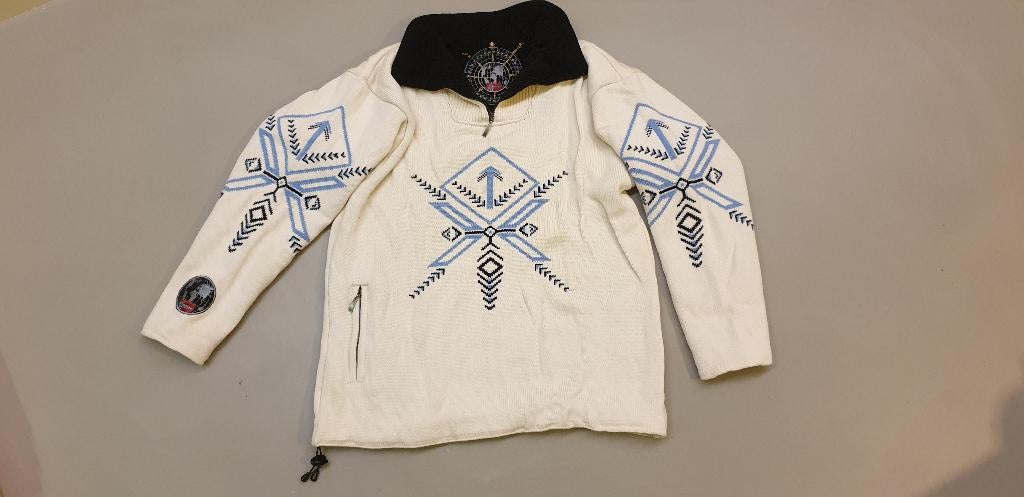 Wool sweater wit blauwe accenten maat L, Kleding | Heren, Truien en Vesten, Maat 52/54 (L), Bartsons, Wit, Ophalen of Verzenden