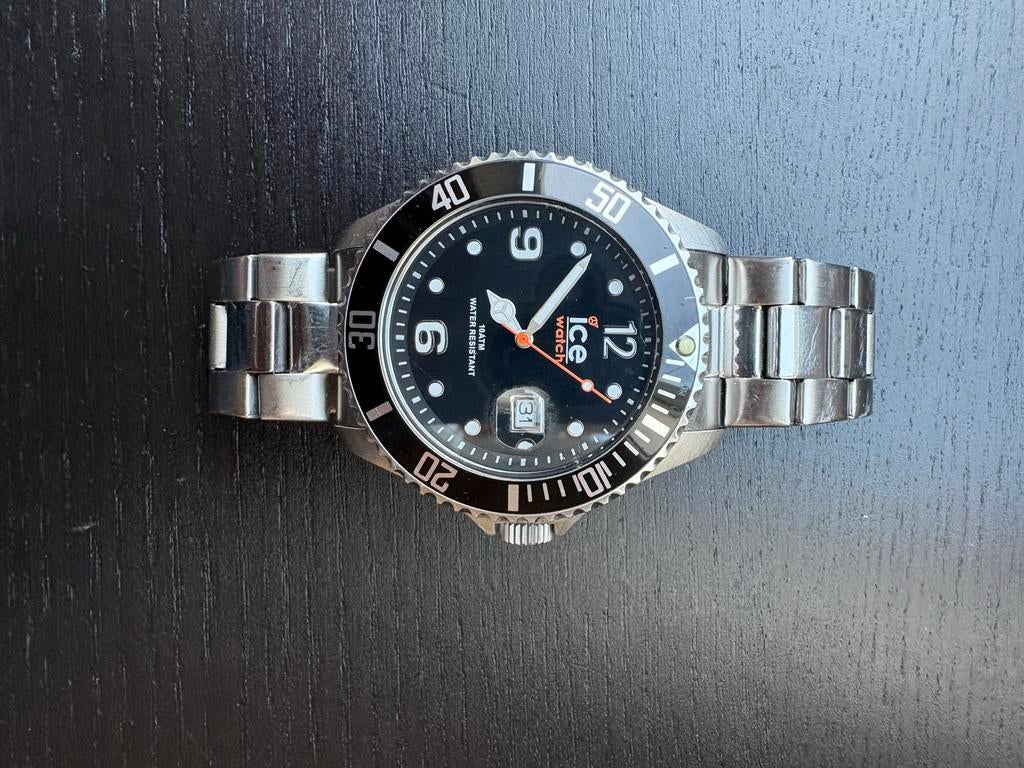 Ice Watch Zwart Herenhorloge - Stijlvol en Robuust, Overige merken, Gebruikt, Staal, Polshorloge