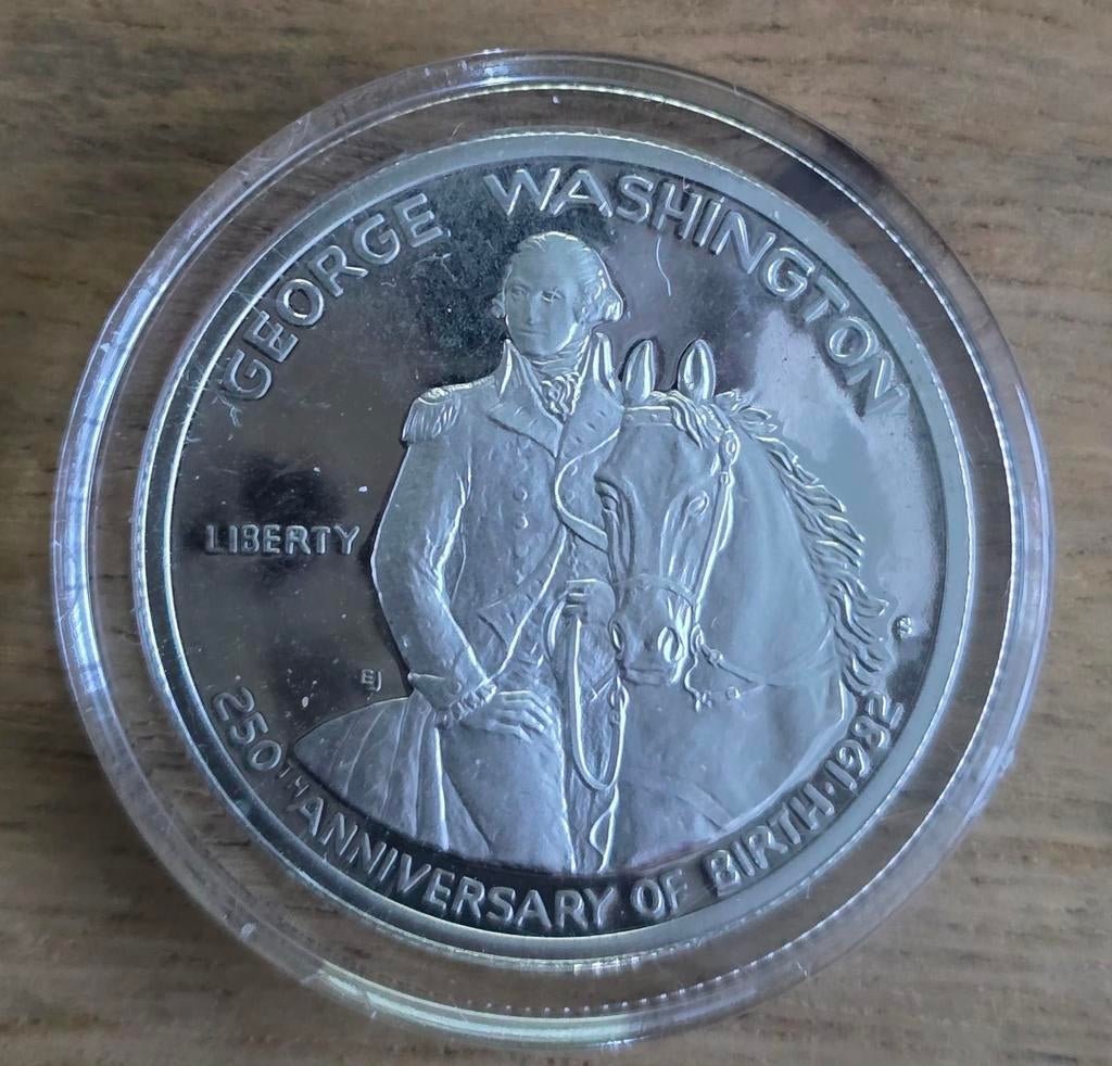 ½ Dollar 1982 Zilver proof  George Washington, Ophalen of Verzenden, Midden-Amerika, Zilver
