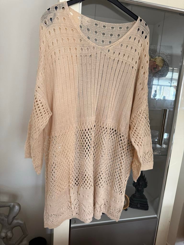 Nieuwe Chic Me gehaakte trui - Maat 54, Kleding | Dames, Grote Maten, Ophalen of Verzenden, Nieuw, Beige, Trui of Vest