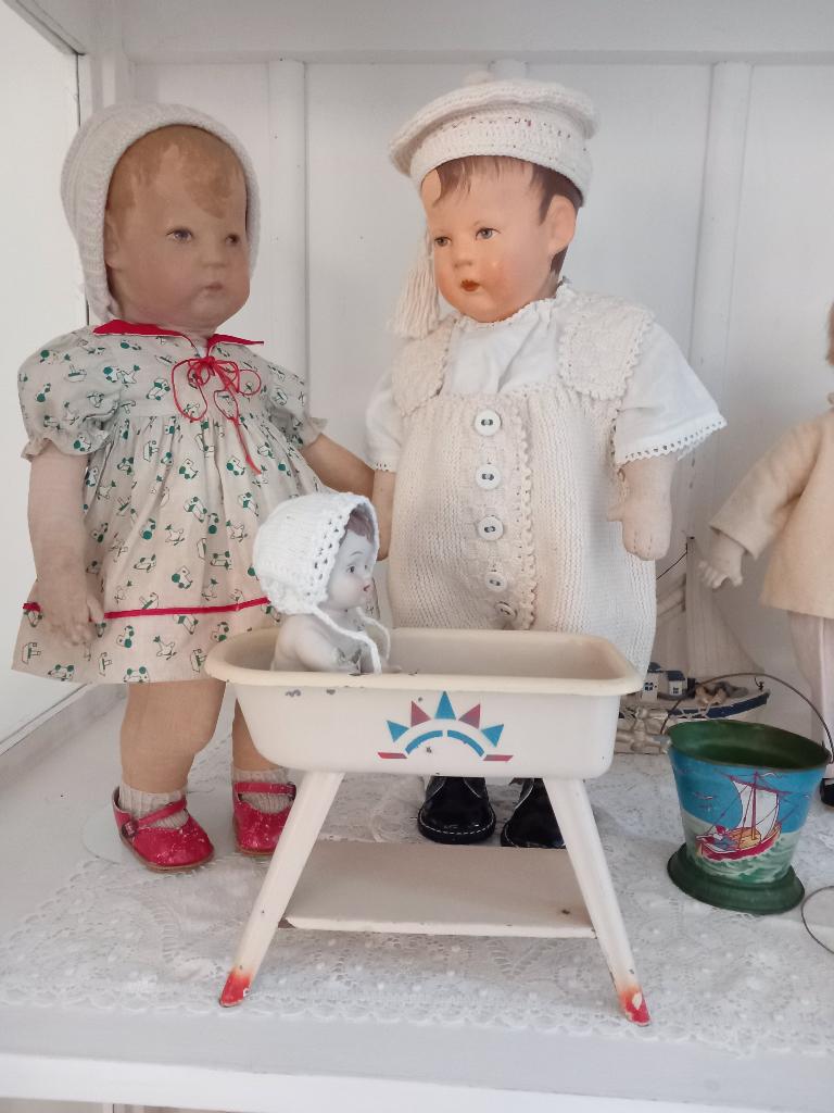 antieke Art Deco metalen poppen badje op poten 1930, Antiek en Kunst, Antiek | Speelgoed, Verzenden