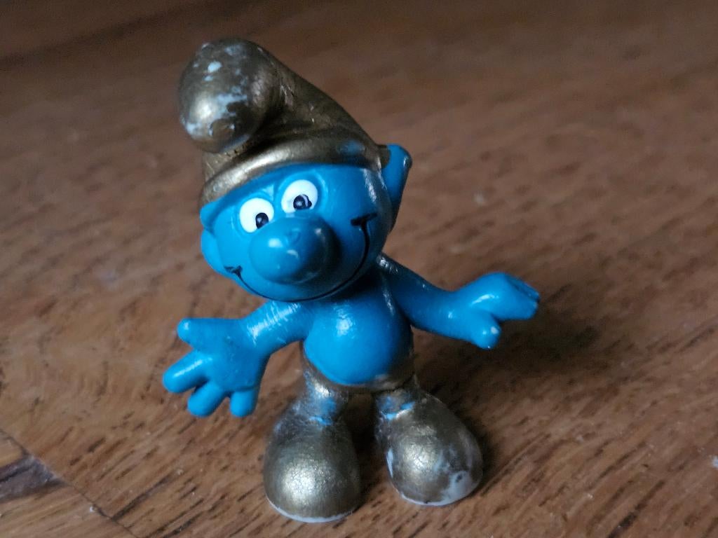 Smurf goud, Verzamelen, Smurfen, Ophalen of Verzenden, Gebruikt, Overige Smurfen, Poppetje, Figuurtje of Knuffel