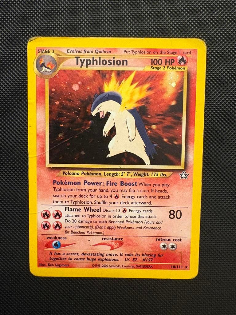 Typhlosion holo 18/111 pokemon neo genesis set, Ophalen of Verzenden, Zo goed als nieuw
