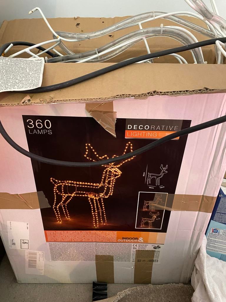 Kerst hert verlichting - draaiend hoofd, Ophalen of Verzenden, Gebruikt