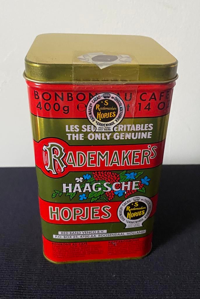 Blik van Rademakers Haagsche Hopjes. 400 gr. Hoogte 15 cm., Ophalen of Verzenden, Zo goed als nieuw, Overige, Overige merken