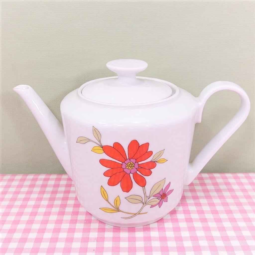 Vintage Kahla theepot gebloemd - Jaren 70 - Retro servies, Kahla, Onbekend, Ophalen of Verzenden, Zo goed als nieuw