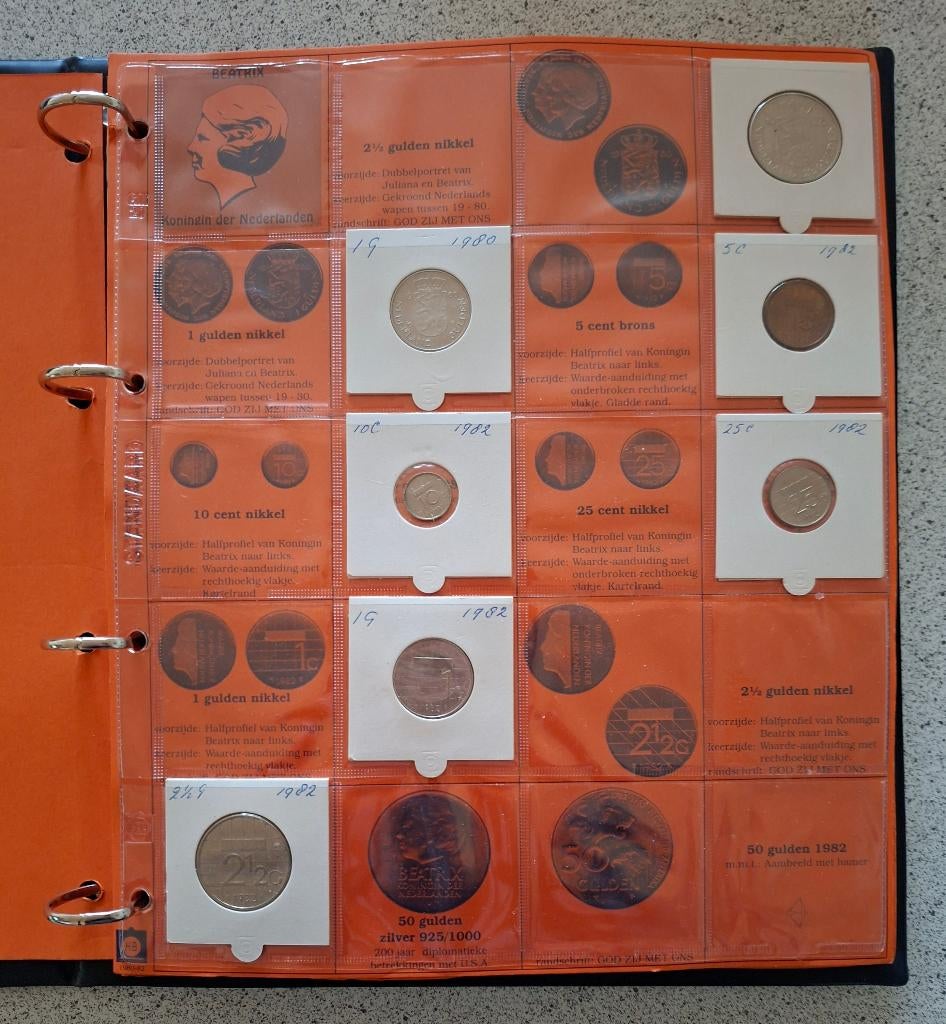 Beatrix munten in album compleet excl zilver, Koningin Beatrix, Overige waardes, Geboorte of Huwelijk, Verzenden