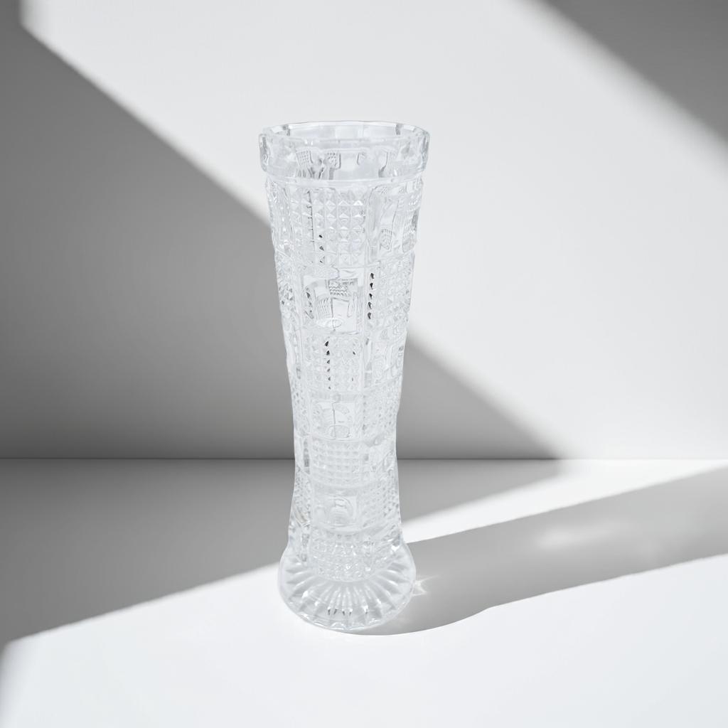 Vintage JOSKA Kristallen Vaas – Diamond Point Thumbprint, Overige kleuren, Ophalen of Verzenden, Nvt, Minder dan 50 cm