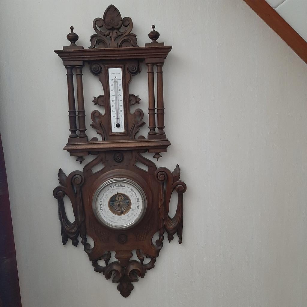 Antieke Barometer met Thermometer, Antiek en Kunst, Ophalen