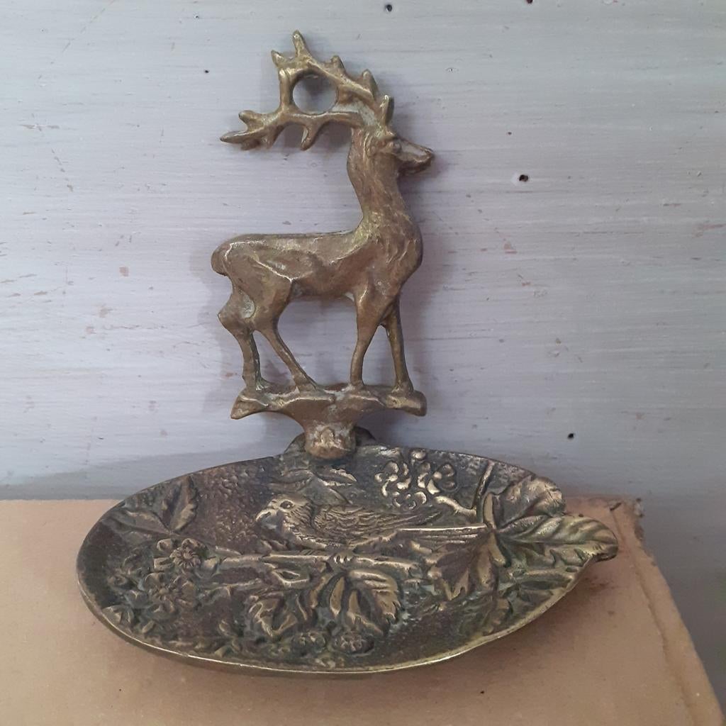 Bronzen "vide poche" met edelhert, hert met gewei, Ophalen of Verzenden