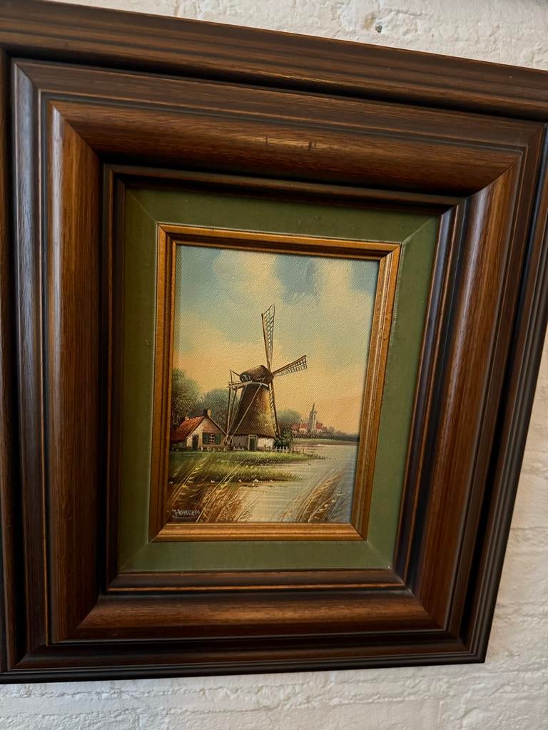 Schilderij Hermanus Cornelis Hokken - Molenlandschap, Ophalen