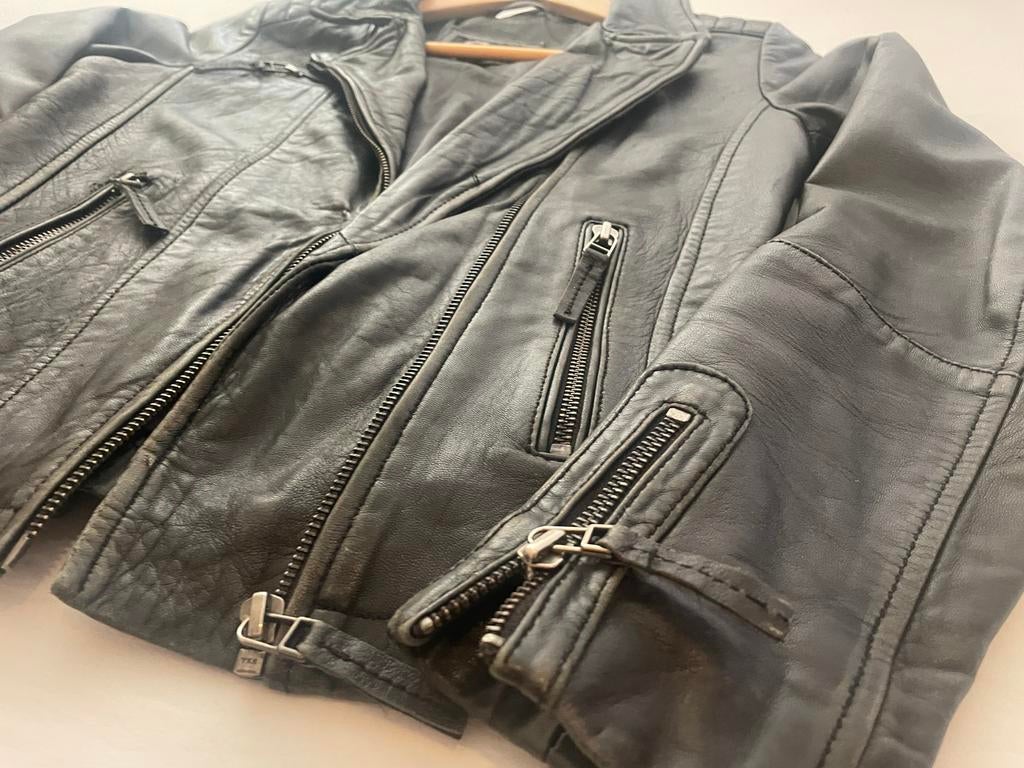 Dekkers leren kinderjas maat 158/164, Verzenden, Zwart, Zo goed als nieuw, Jasje