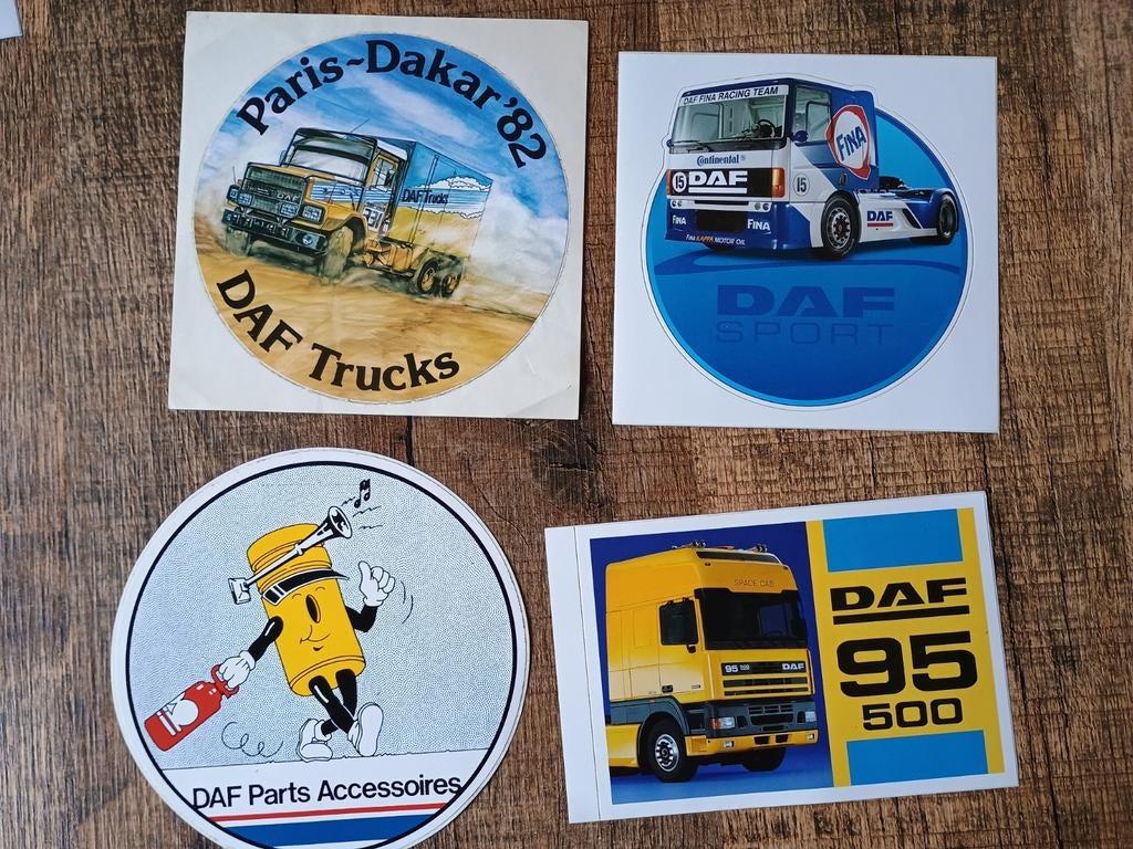 4 oude Daf stickers, Verzamelen, Ophalen of Verzenden, Auto of Motor