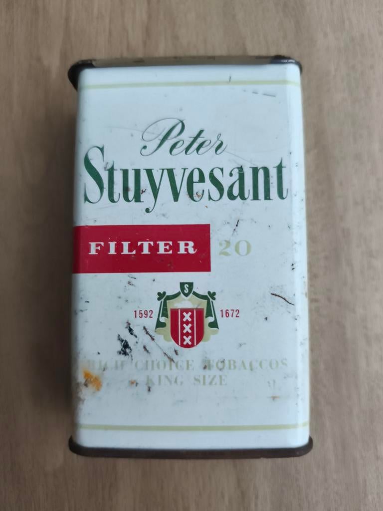 Vintage Peter Stuyvesant Sigarettenblik, Ophalen of Verzenden, Gebruikt, Gebruiksvoorwerp