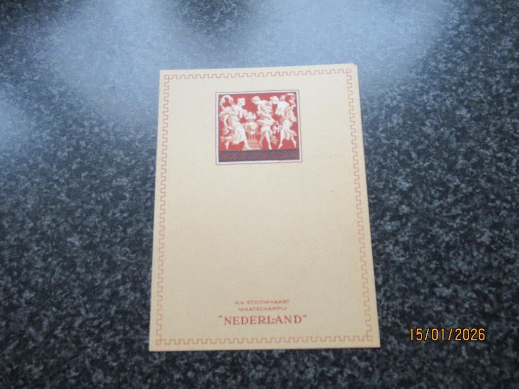 MENUKAART- STOOMVAARTMAATSCHAPPIJ  NEDERLAND-JOHAN VAN O1933, Verzamelen, Ophalen of Verzenden, Zo goed als nieuw, Kaart, Foto of Prent