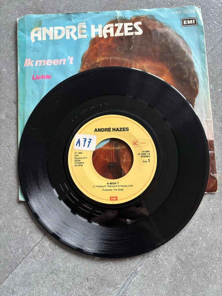 André Hazes - Ik meen 't Single, Cd's en Dvd's, Vinyl | Nederlandstalig, Ophalen of Verzenden, Gebruikt, Overige formaten, Levenslied of Smartlap