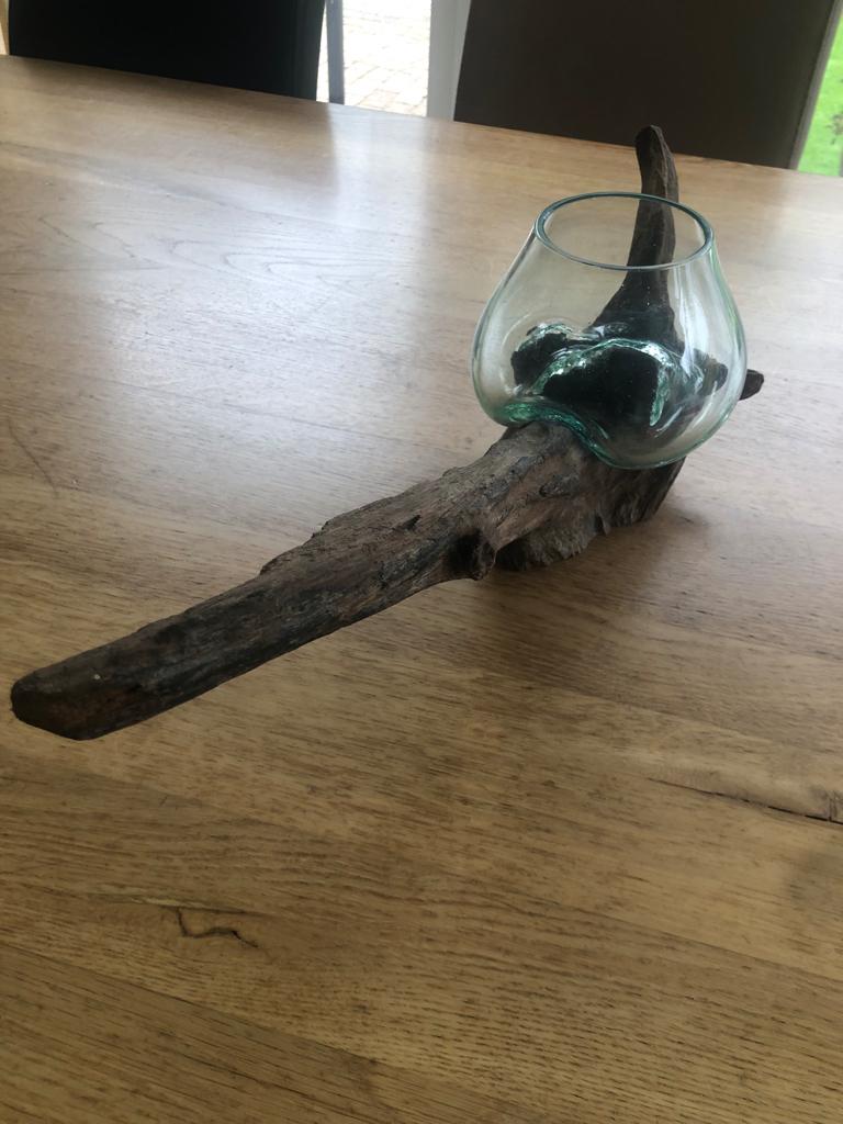 Vaas op stronk, Overige kleuren, Ophalen of Verzenden, Minder dan 50 cm, Glas