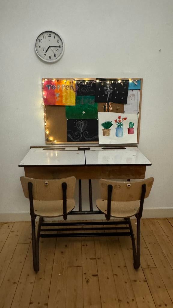 Retro schoolbankje, Ophalen, Gebruikt