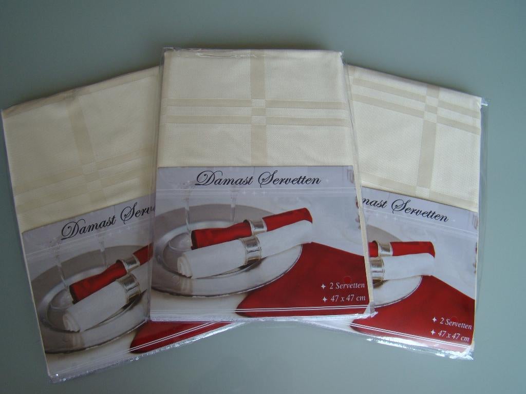 Nieuw Damast cremekleurige servetten 6 stuks, Ophalen of Verzenden, Nieuw