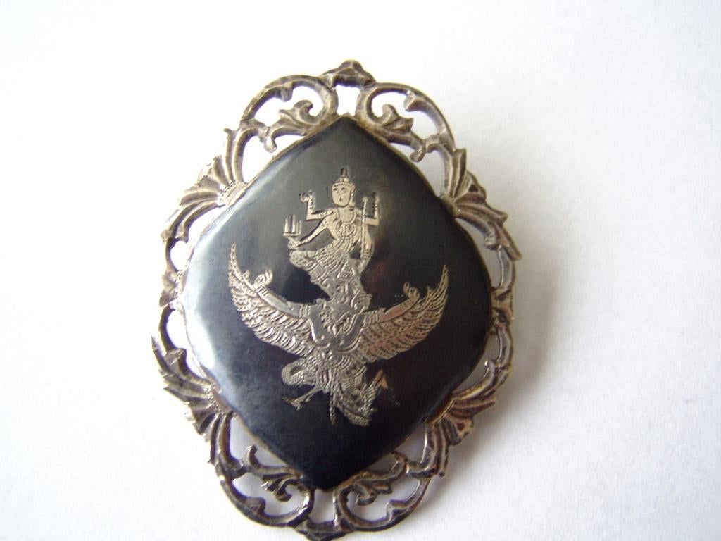 Prachtige Siam Sterling zilveren broche, Sieraden, Tassen en Uiterlijk, Antieke sieraden, Ophalen, Zilver, Broche