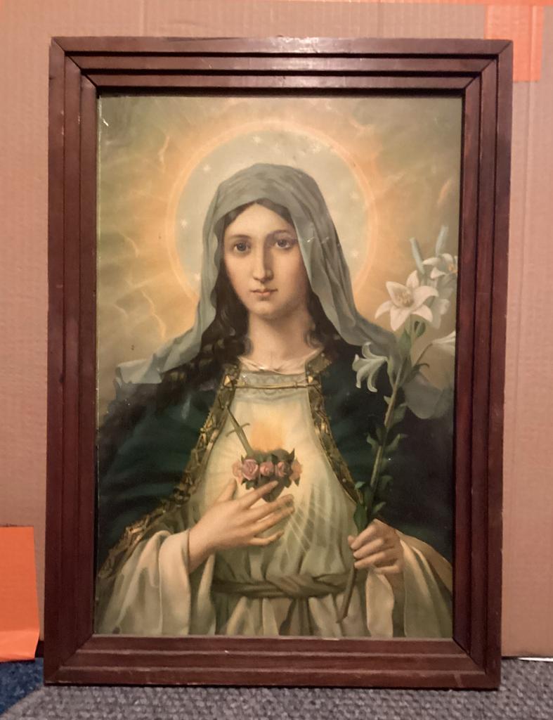 Groot schilderij Maagd Maria vintage, Ophalen, Gebruikt