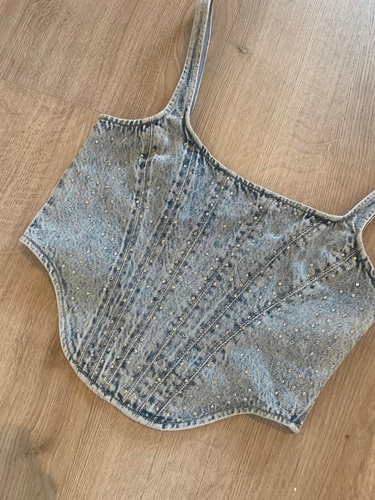 Denim Corset Top, Zo goed als nieuw, Verzenden, Blauw, Maat 36 (S)