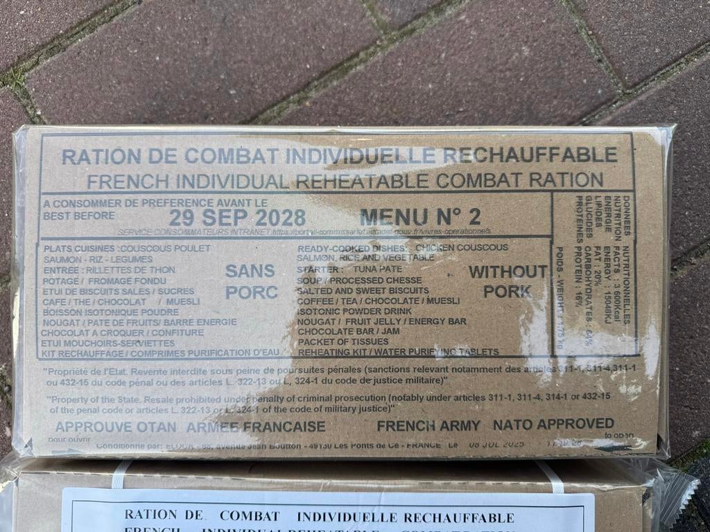 De beste originele Franse militaire RCIR rantsoenen, Verzamelen, Militaria | Algemeen, Ophalen of Verzenden