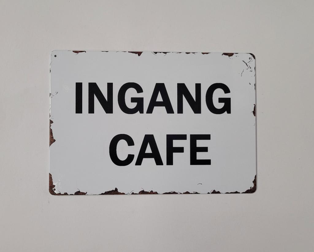 Ingang Cafe zwart wit reclamebord van metaal wandbord deco, Huis en Inrichting, Woonaccessoires | Wanddecoraties, Info@deconoord.nl