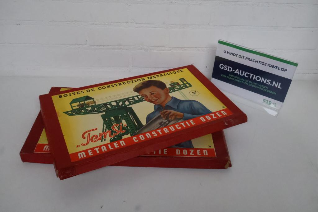 Set Temsi Metalen Constructie Dozen - Vintage Speelgoed, Ophalen of Verzenden, Niet ingevuld, Niet ingevuld, Niet ingevuld