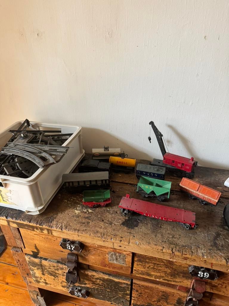 Antieke opwind blikken treinset met veel rails 0 spoor, Antiek en Kunst, Antiek | Speelgoed, Ophalen of Verzenden