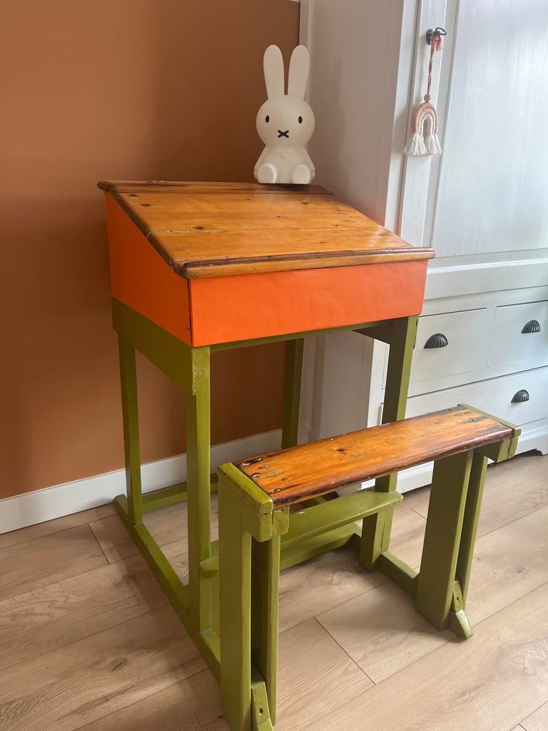 Houten schoolbankje vintage oud, Antiek en Kunst, Ophalen of Verzenden