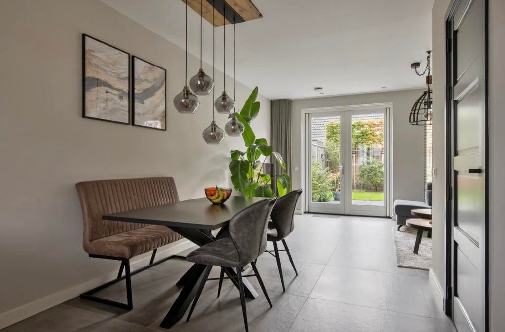 Hanglamp met 5 glasbollen, Ophalen, Gebruikt, Glas, 75 cm of meer