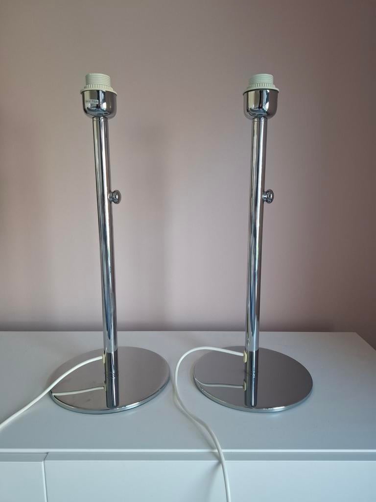 Vintage Ikea Lunta tafellampen set van 2 chroom, Ophalen of Verzenden, Metaal, 50 tot 75 cm