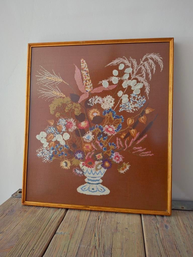 Prachtig borduursel in mooie vintage lijst, Ophalen