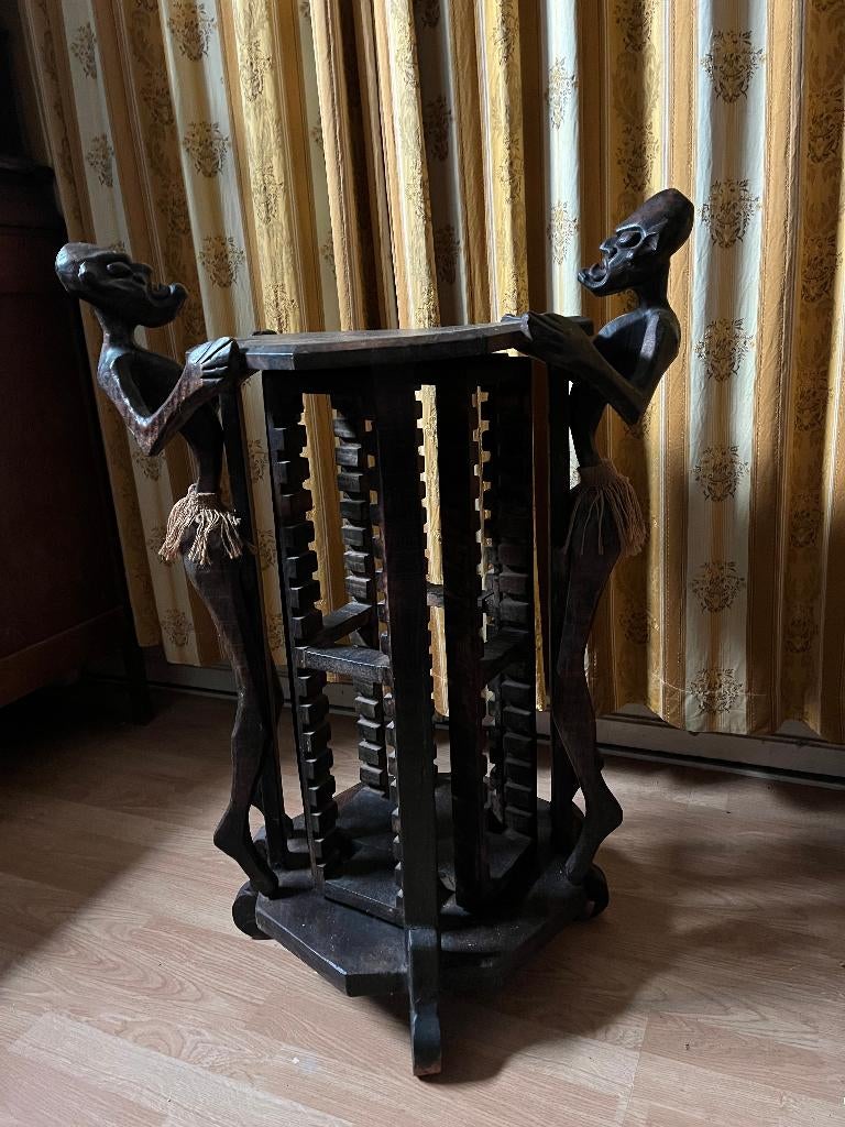 Afrikaans CD rek vinage voor 60 cd's, Huis en Inrichting, Woonaccessoires | Cd- en Dvd-rekken, Ophalen, Gebruikt, Hout, Cd's