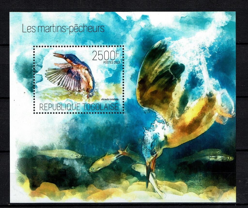 TOGO 2013 PF BLOK IJSVOGELS BIRDS VOGELS KINGFISHERS, Ophalen of Verzenden, Postfris, Dier of Natuur