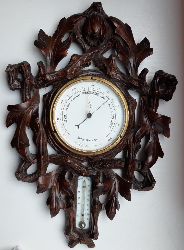 ANTIEKE BAROMETER 19e eeuw(+/_1870) ANEROïDE GÜNTHER NIJMEGE, Ophalen of Verzenden, Gebruikt, Barometer