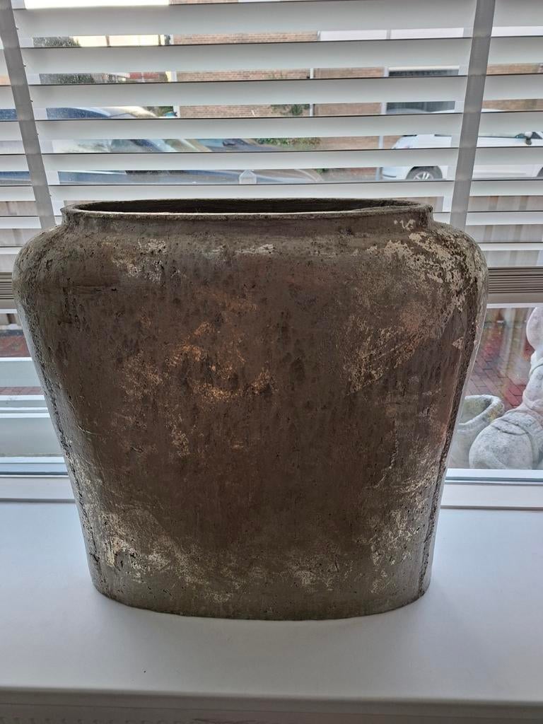 2 grote PTMD potten goud zilver betonlook, Ophalen, 40 cm of meer, Binnen, Zo goed als nieuw