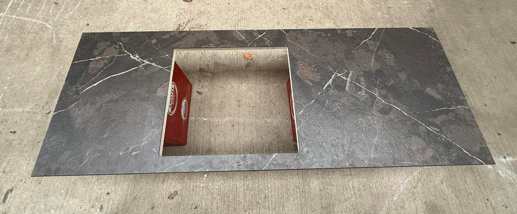 Keramiek keukenblad Breccia di Oro met sparing 180x65cm, Ophalen, Gebruikt, Zwart, 150 tot 200 cm