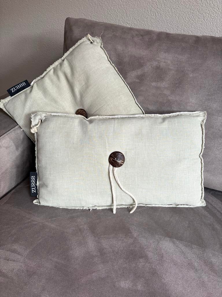 Zusss Kussenset Beige - 2 Stuks, Verschillende Maten, Ophalen of Verzenden, Zo goed als nieuw, Beige, Rechthoekig